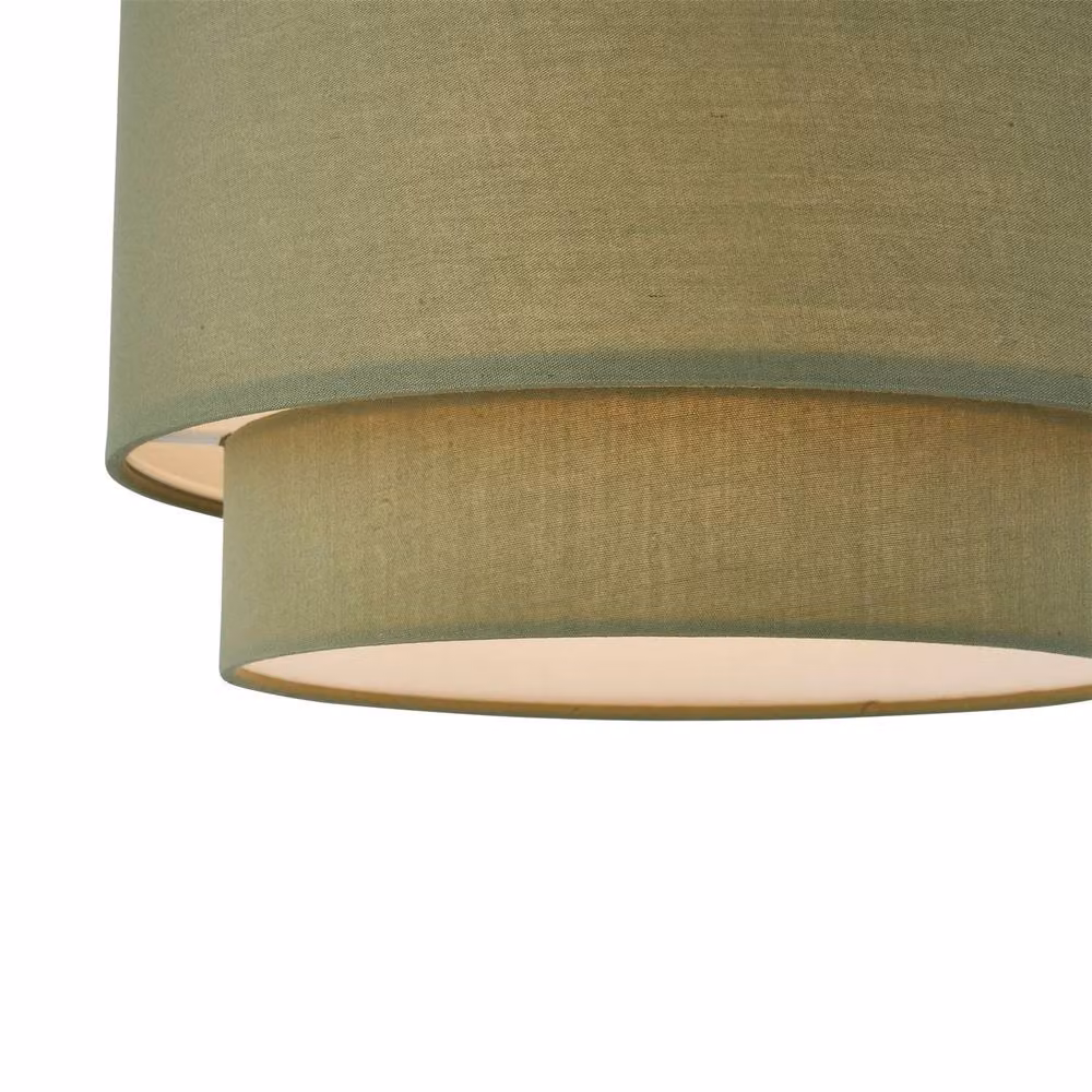 First Choice Lighting Duo Sage Green Cotton 2 Tier Cylinder Ceiling Light Shade – 2