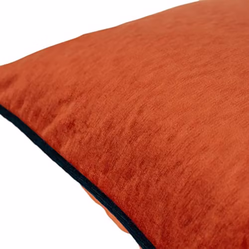 Paoletti Torto Rectangular Velvet Cushion with Removable Polyester Filling in Brick and Petrol Blue – 2