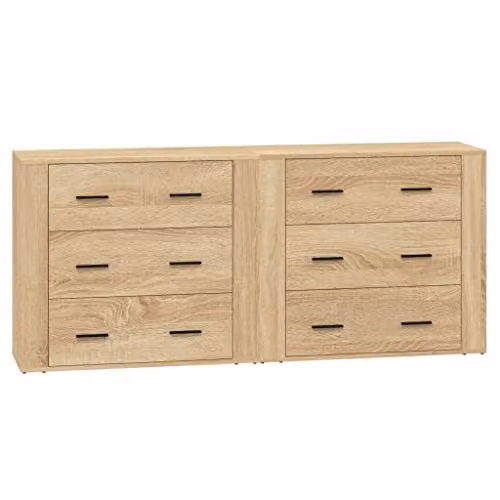 vidaXL Set of 2 Sonoma Oak Sideboards in Brown Engineered Wood