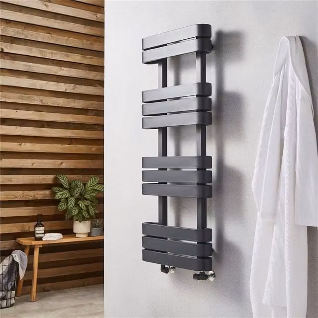 Clifton Matte Anthracite Vertical Bathroom Towel Radiator, Dark Grey, H x W: 85 x 50 cm – 1