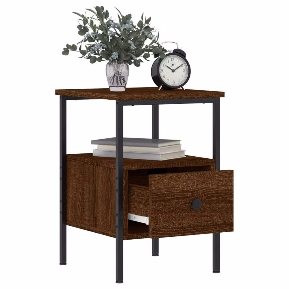 Berkfield Home Durable Bedside Cabinet in Brown Oak, W/D/H: 34 x 36 x 50 cm – 4
