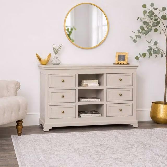 Melody Maison Daventry Large Wooden Sideboard Cabinet in Taupe-Grey