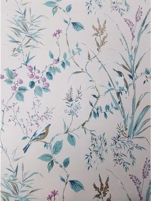 Crown Floral Botanical Wallpaper in Blue, Purple and Multicolour