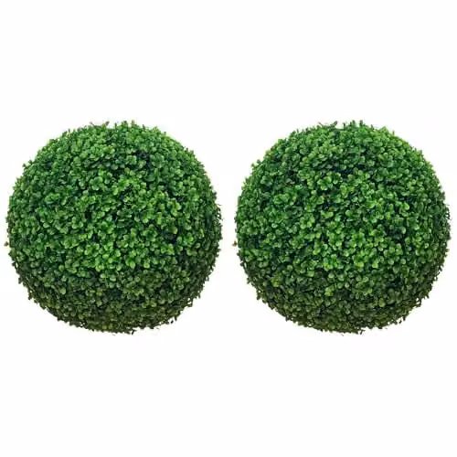 HOMCOM Set of 2 Green Hanging Artificial Round Topiary Balls, 40 cm