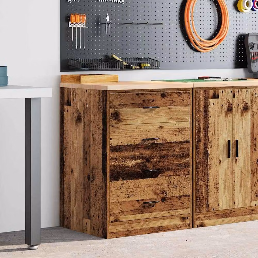Berkfield Home Durable Garage Storage Cabinet in Brown Solid Pine Wood, W/D/H: 60 x 51 x 85 cm – 1