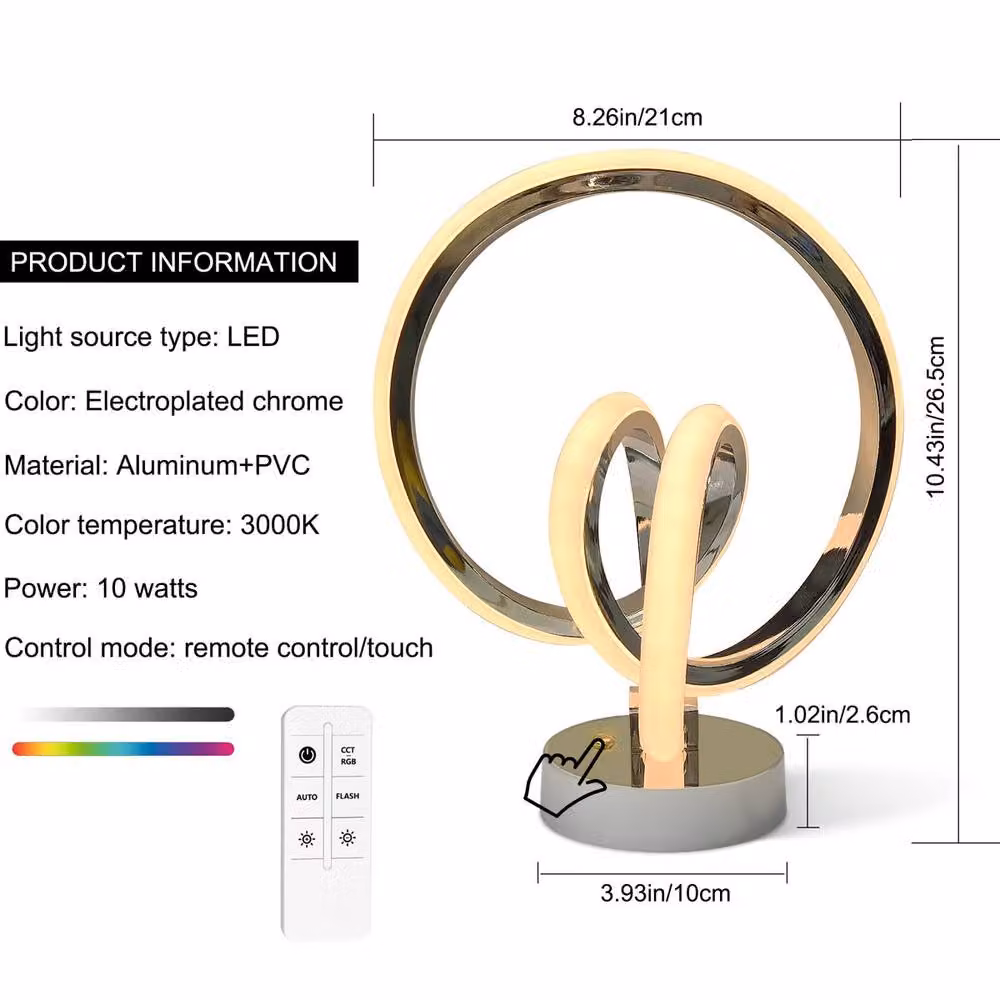 Garwarm RGB LED Heart Novelty Table Lamp in Silver with Remote Control and Dimming Function, Height: 26.5 cm – 3