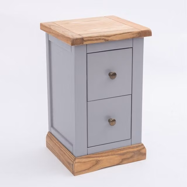 Cabinet Bits Biccari 2 Drawer Petite Bedside Cabinet in Grey Ash Wood