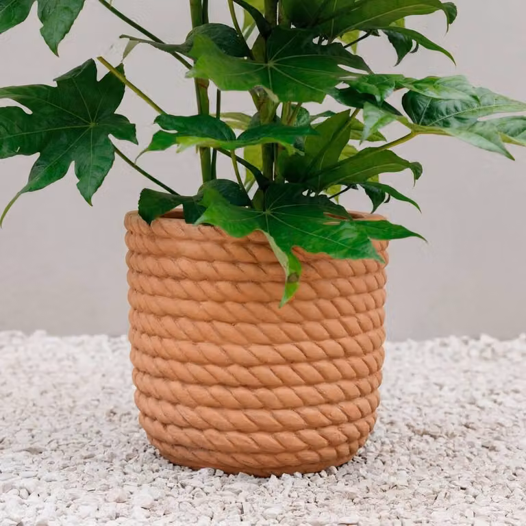 Primrose Brown Concrete Wrapped Rope Design Planter Tub