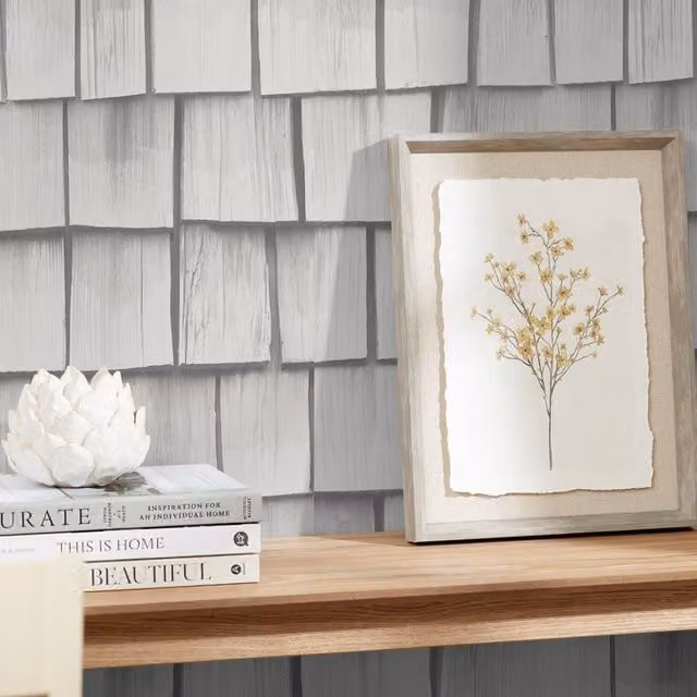 I Love Wallpaper Colorado Rustic Wood Tile Wallpaper in Light Grey