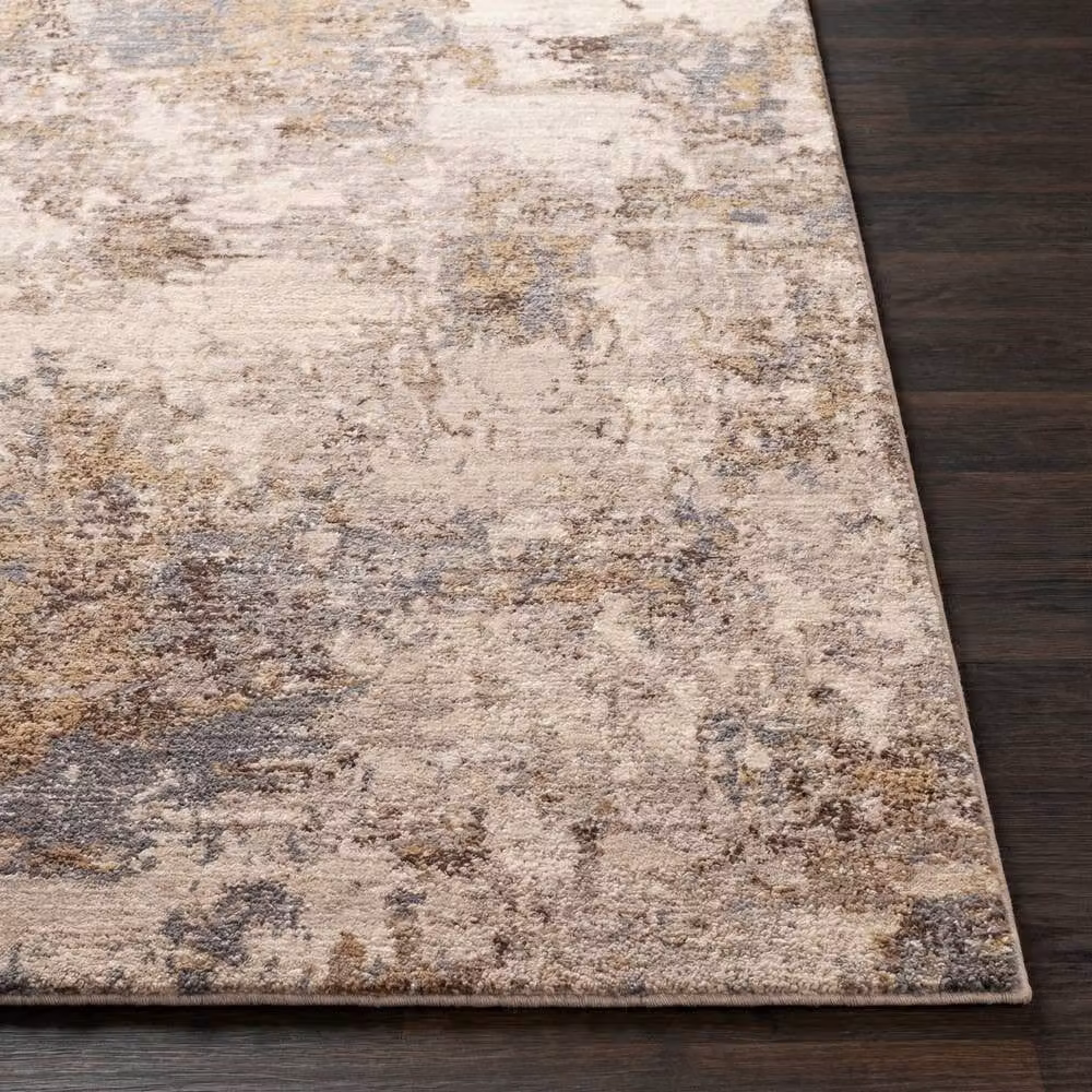 Livabliss Arda Modern Abstract Marble Living and Dining Rug in Grey and Brown with Fringes, W: 200 cm, D: 290 cm – 3