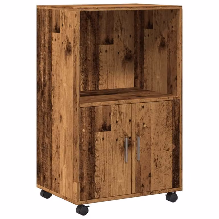Berkfield Home Rolling Cabinet in Old Wood Brown, W/D/H: 55 x 40 x 91 cm