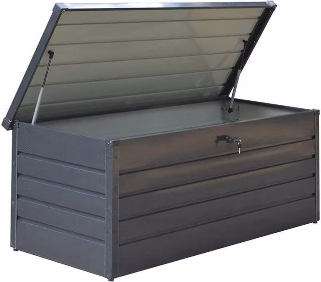 FLAVORA Modern Matt Grey Galvanised Steel Trunk Container Garden W: 100 cm, D: 15 cm