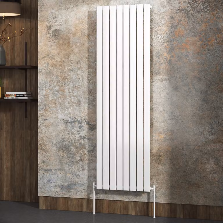 Fluxx White Single Flat Panel Vertical Designer Radiator, H 180 cm x W 54.4 cm