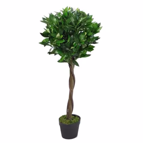 Leaf Design UK Pair of Artificial Green Bay Topiary Ball Trees, Height: 90 cm – 4