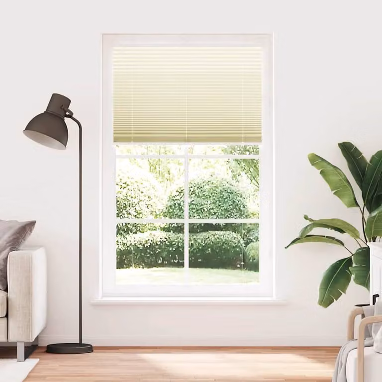 Berkfield Home Single Pleat Fabric Blind in Beige, W: 115 cm, H: 200 cm