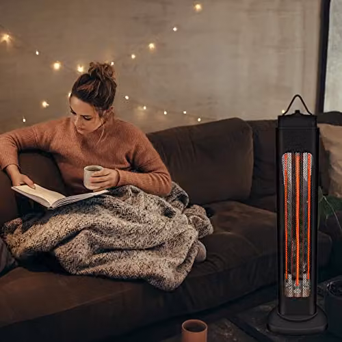 ENERJ Portable Infrared Heater in Black with 600W and 1200W Dual Mode Carbon Heating Element – 2
