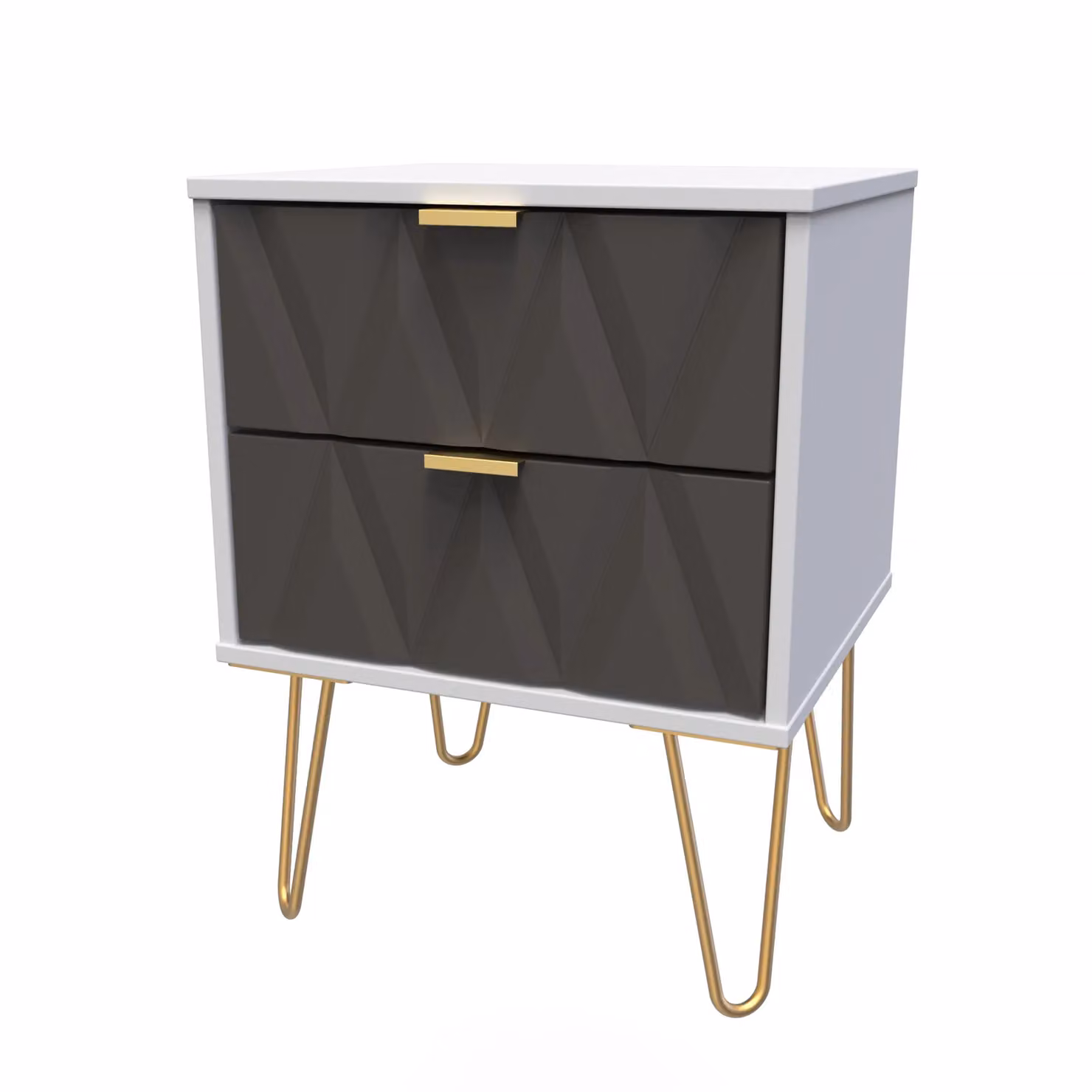 Ready Assembled 2 U Dallas 2 Drawer Bedside Cabinet in Dark Grey and Gold – 2