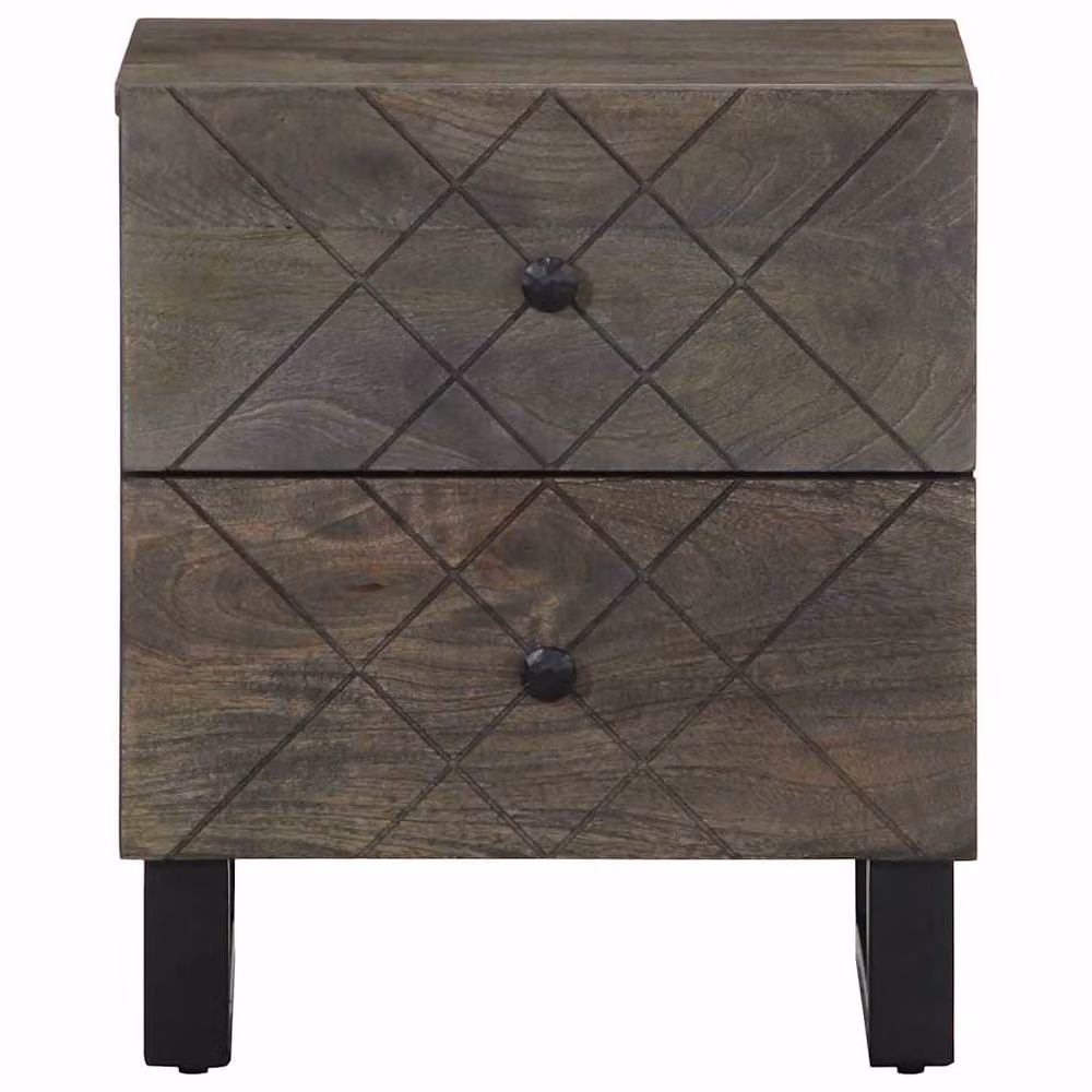 Berkfield Home Black Mango Wood Bedside Cabinet W/D/H: 40 x 33 x 46 cm – 2