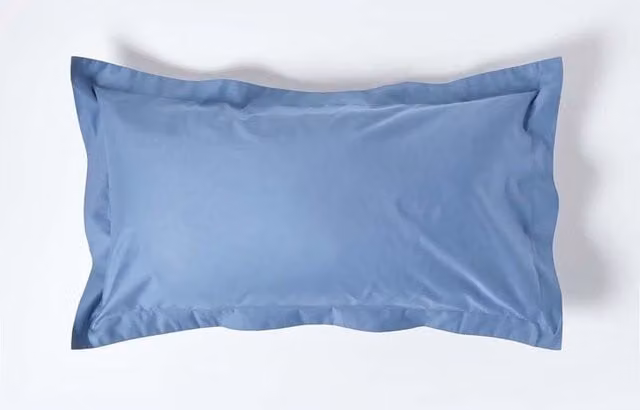 Homescapes Blue Egyptian Cotton Oxford Pillowcase, 1000 Thread Count, Mako Satin