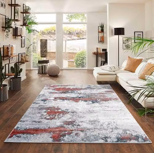 Serdim Rugs Pink Abstract Modern Living Room Area Rug, W: 160 cm, L: 230 cm – 1