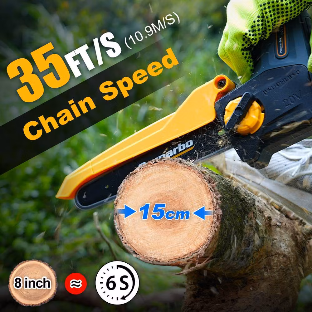 Prunarbo Powerful Mini Chainsaw Kit in Black with 2 x 4.0Ah Rechargeable Batteries – 2