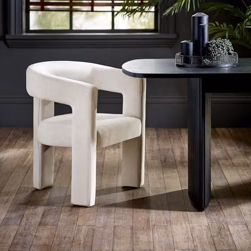 Julian Bowen Elara Modern Upholstered Accent Chair in White and Beige, H75 x W56 x D64 cm