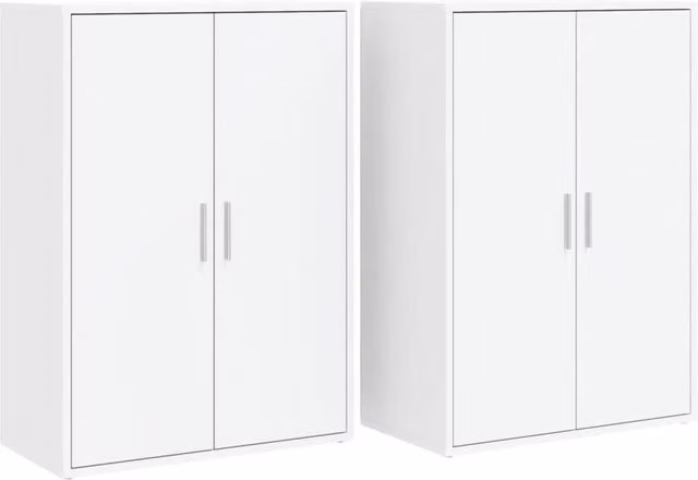 Berkfield Home Set of 2 White Matt MDF Sideboards, W/D/H: 60 x 31 x 84 cm