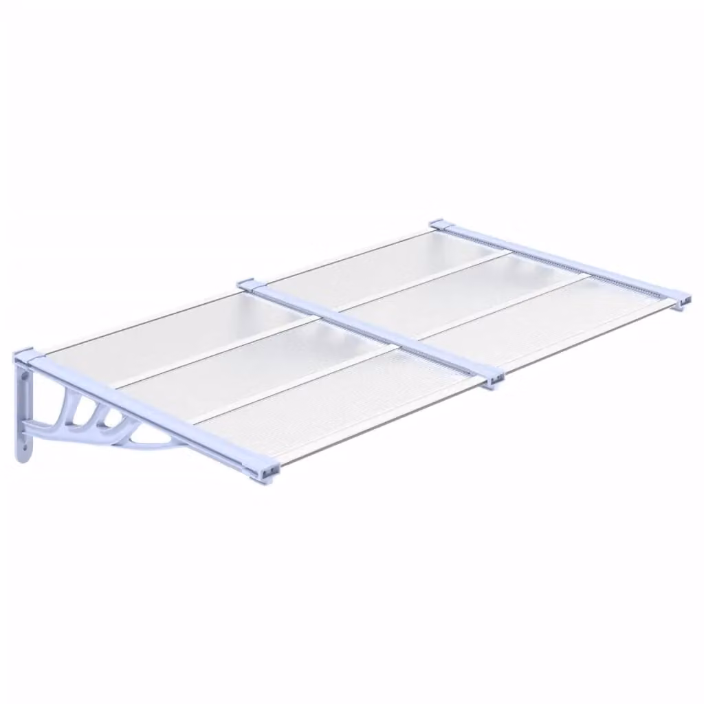 Berkfield Home Polycarbonate and Aluminium Door Canopy in Grey and Transparent, W: 90 cm, H: 152.5 cm – 2