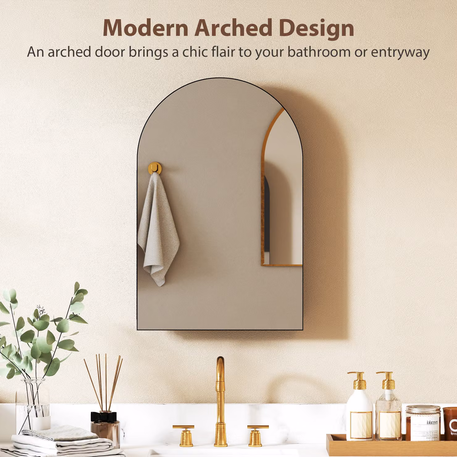 HOMCOM Modern Black Wall Mounted Bathroom Mirror Cabinet with Glass Doors and Internal Shelves – 3
