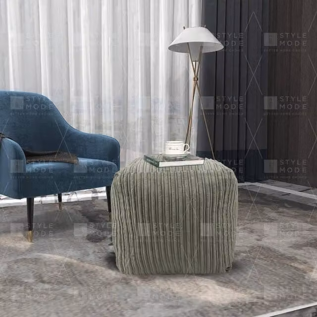 EONLION Mink Beanbag Ottoman Footstool in Green, Diameter: 100 cm