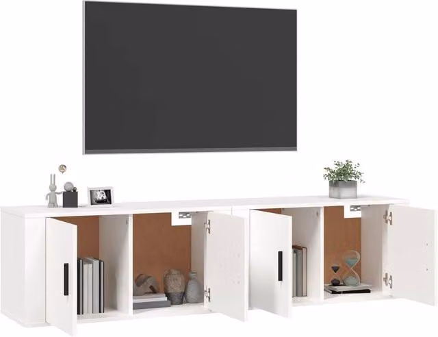 Berkfield Home Classic Wall-mounted TV Cabinets, 2 Piece, White, W/D/H: 80 x 34.5 x 40 cm – 1