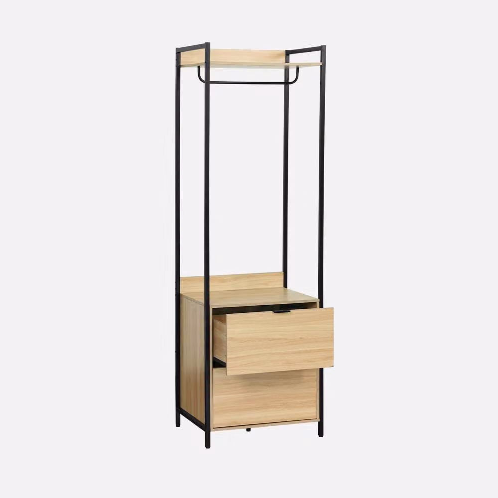 sweeek Modern Wardrobe Module with 2 Drawers and 1 Shelf in Black, W/D/H: 60 x 48 x 190 cm – 2