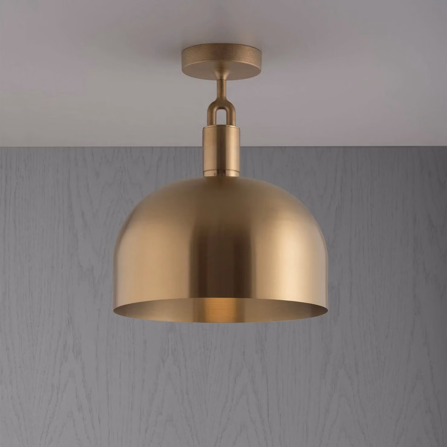 Buster + Punch Forked Ceiling Light with Large Gold/Brass Dome Shade