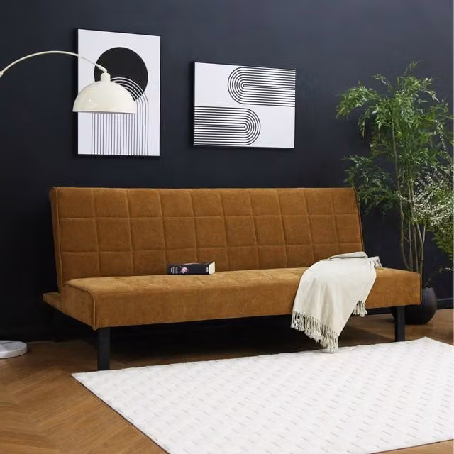 Home Garden Direct Vittoria 3-Seater Click Clack Sofa Bed in Brown Textured Fabric