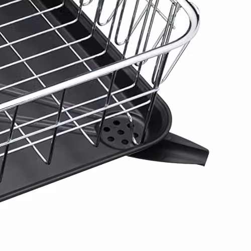 KitchenCraft Silver Dish Drainer Rack with Drip Tray and Cutlery Holder, W: 42 cm, D: 15.5 cm, H: 15.5 cm – 3
