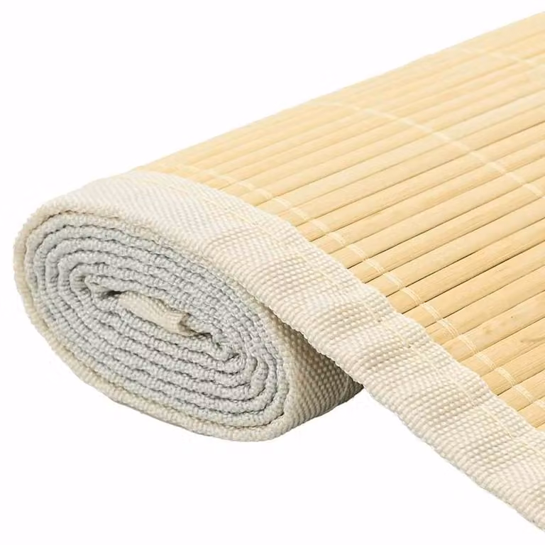 Berkfield Home Round Bamboo Rug in Sand and Beige, Diameter: 100 cm