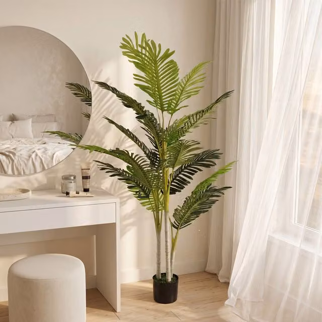 OUTSUNNY 150cm Artificial Green Palm Tree with Black Stand – 1