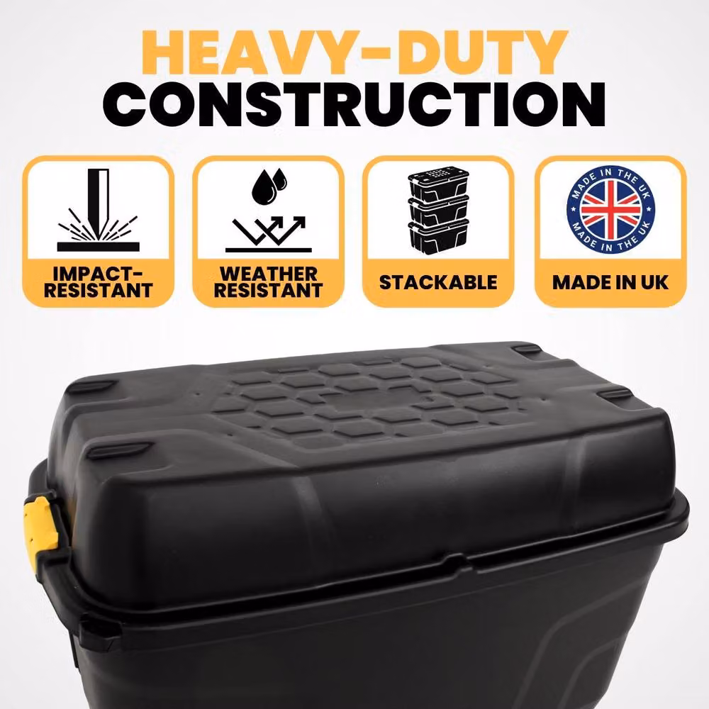 Novecrafto Heavy Duty Extra Large Storage Box with Lid and Wheels, Black – 3
