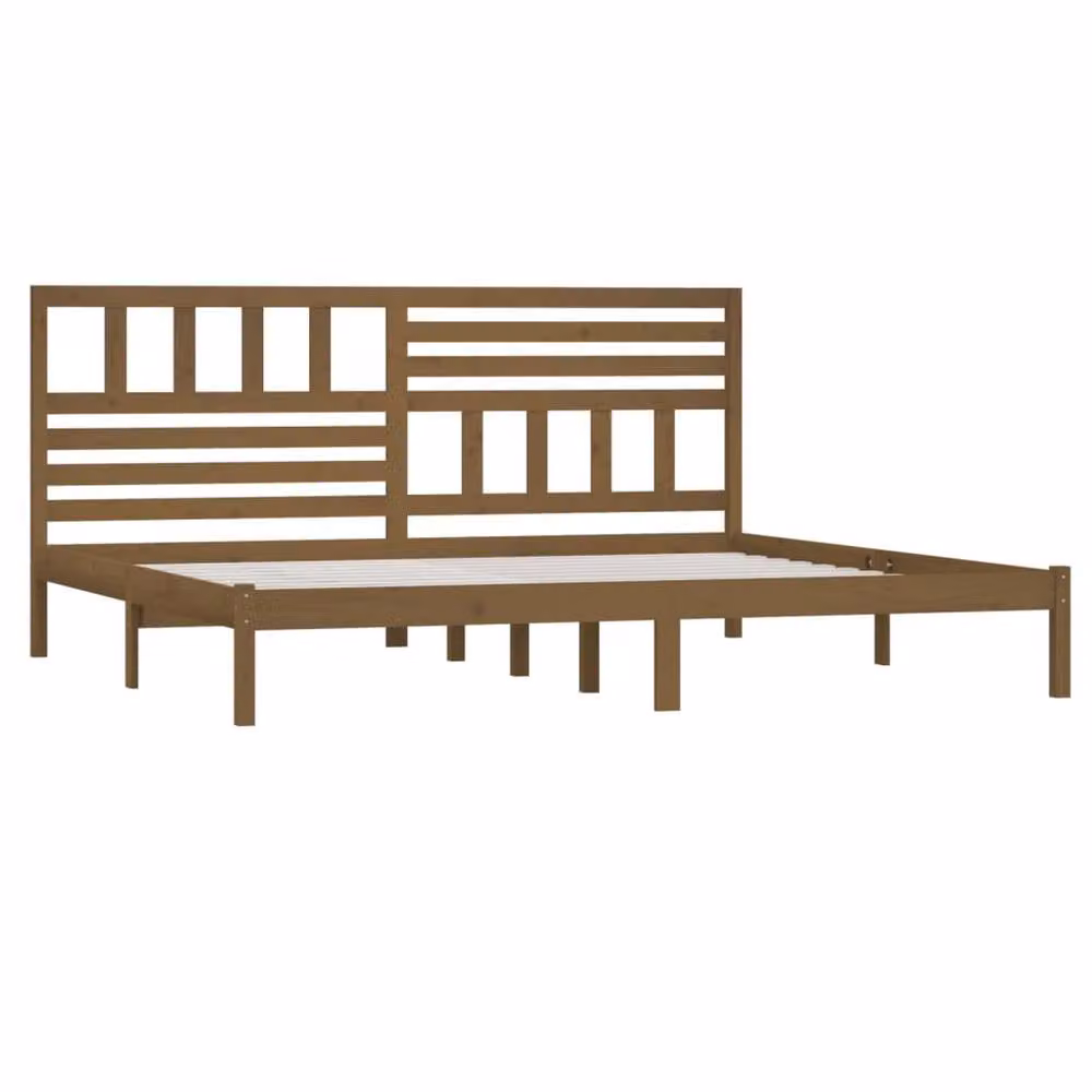 Berkfield Home Rustic Solid Wood Pine Bed Frame, Brown, 200 x 200 cm – 3