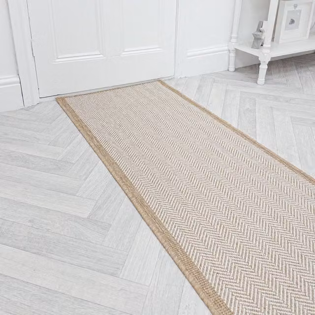 runrug Illusion Reversible Carpet Runner Rug in Beige, W: 60 cm, L: 240 cm