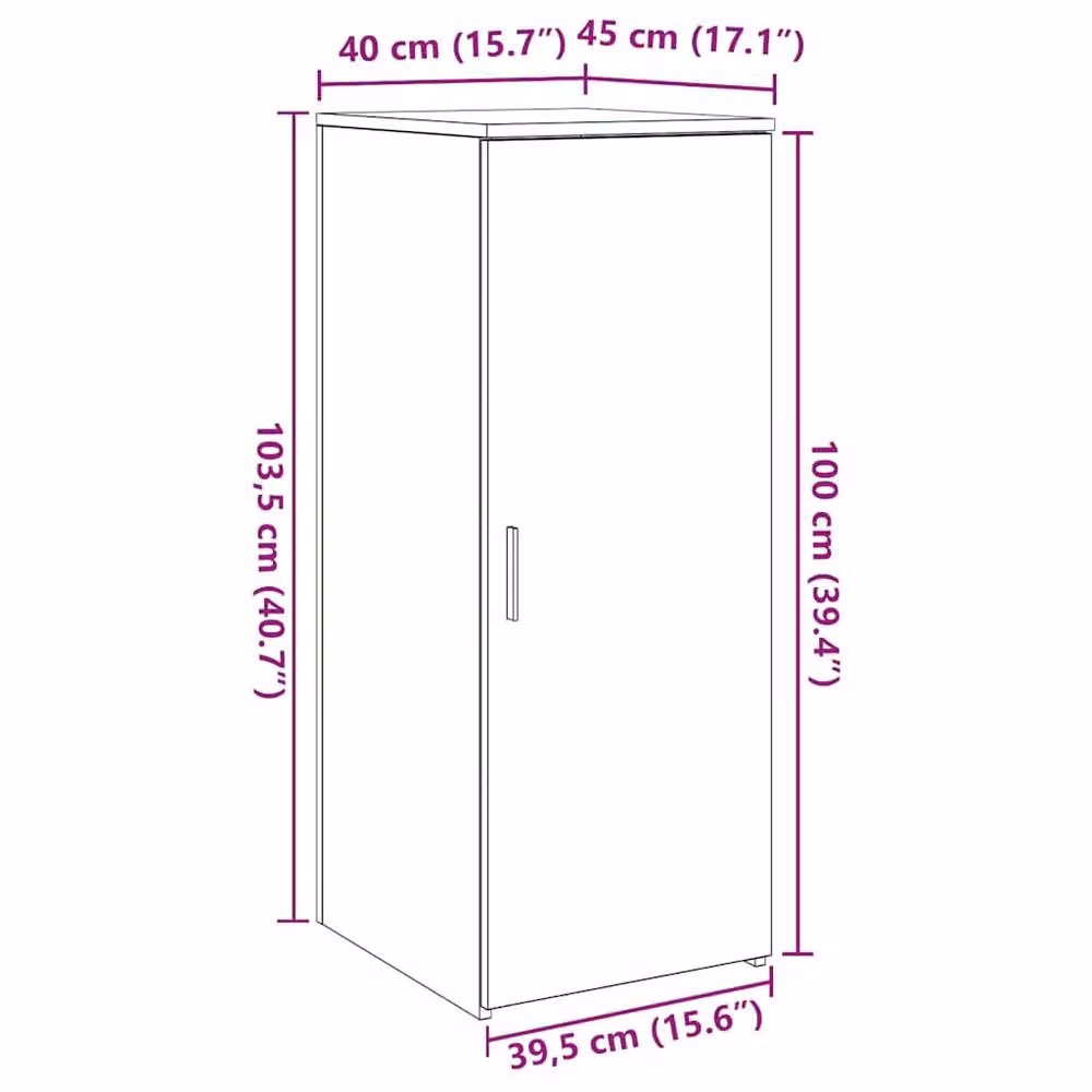 Berkfield Home Wall Mounted Storage Cabinet in Beige Oak, W/D/H: 40 x 45 x 103.5 cm – 3
