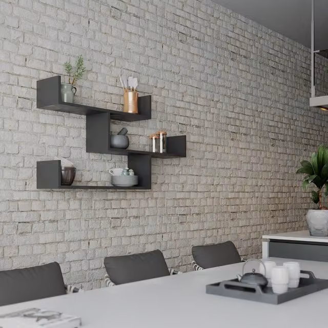 Decortie Tibet Wall-Mounted Modern Bookcase Display Unit in Anthracite Grey, Width: 120 cm – 1