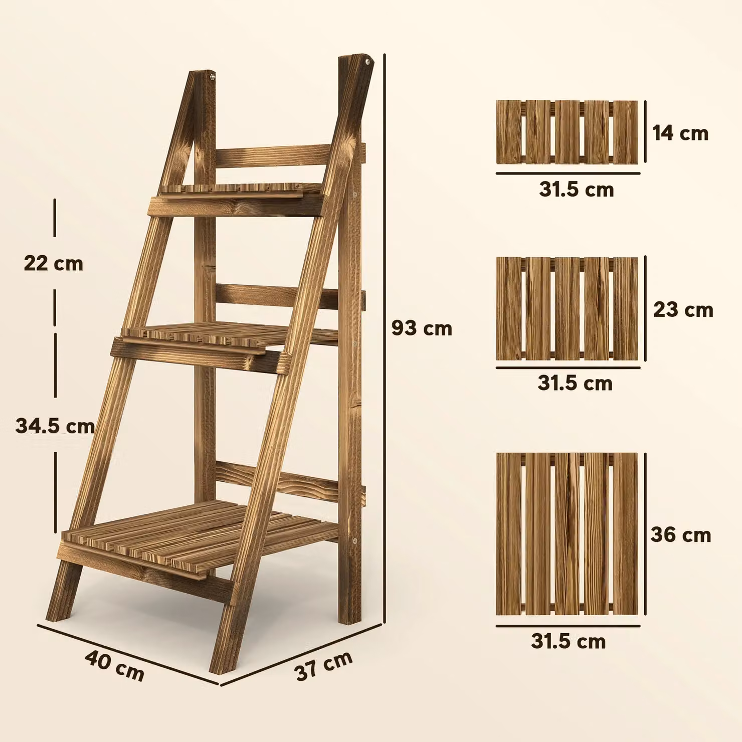 OUTSUNNY Wooden Flower Pot Rack Holder in Brown, W/D/H: 93 x 37 x 40 cm – 3