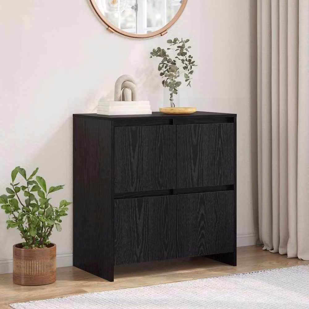 Berkfield Home Black Oak Sideboard with Door, W/D/H: 70 x 41 x 75 cm – 2