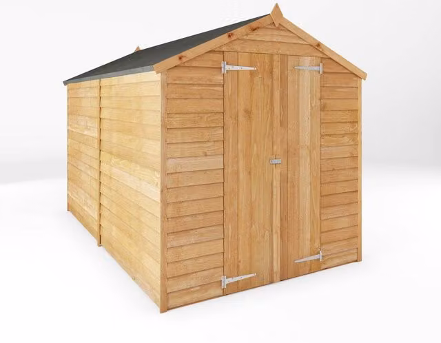 Mercia Overlap Apex Double Door Windowless Wooden Shed in Brown W190.4 x D297 x H198.7 cm – 2