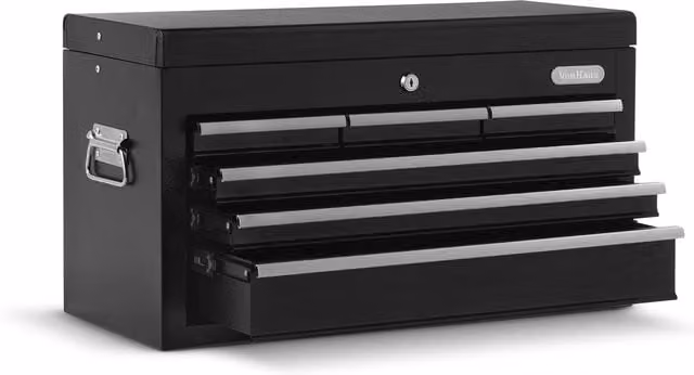 VonHaus Lockable Metal and Stainless Steel Tool Box in Black