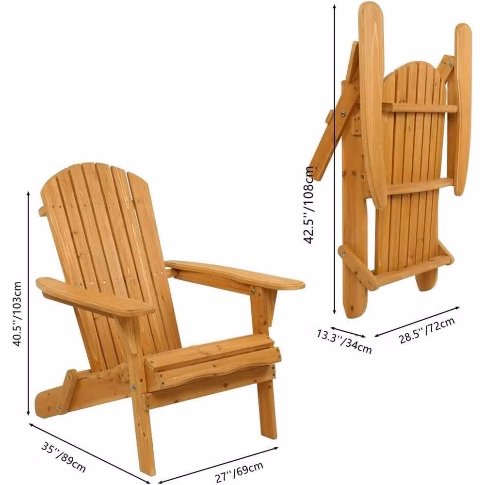 EONLION Set of 2 Rustic Brown Wood Outdoor Armchairs for Garden and Patio – 2