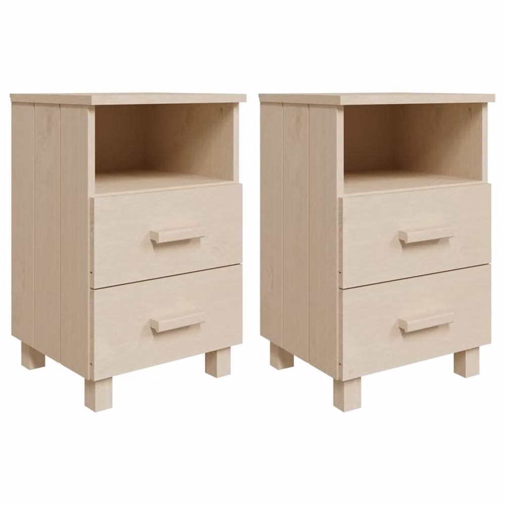 Berkfield Home HAMAR Decorative Bedside Cabinets, 2 Pack, Tan/Honey Brown, W: 40 cm, D: 35 cm, H: 62 cm – 2