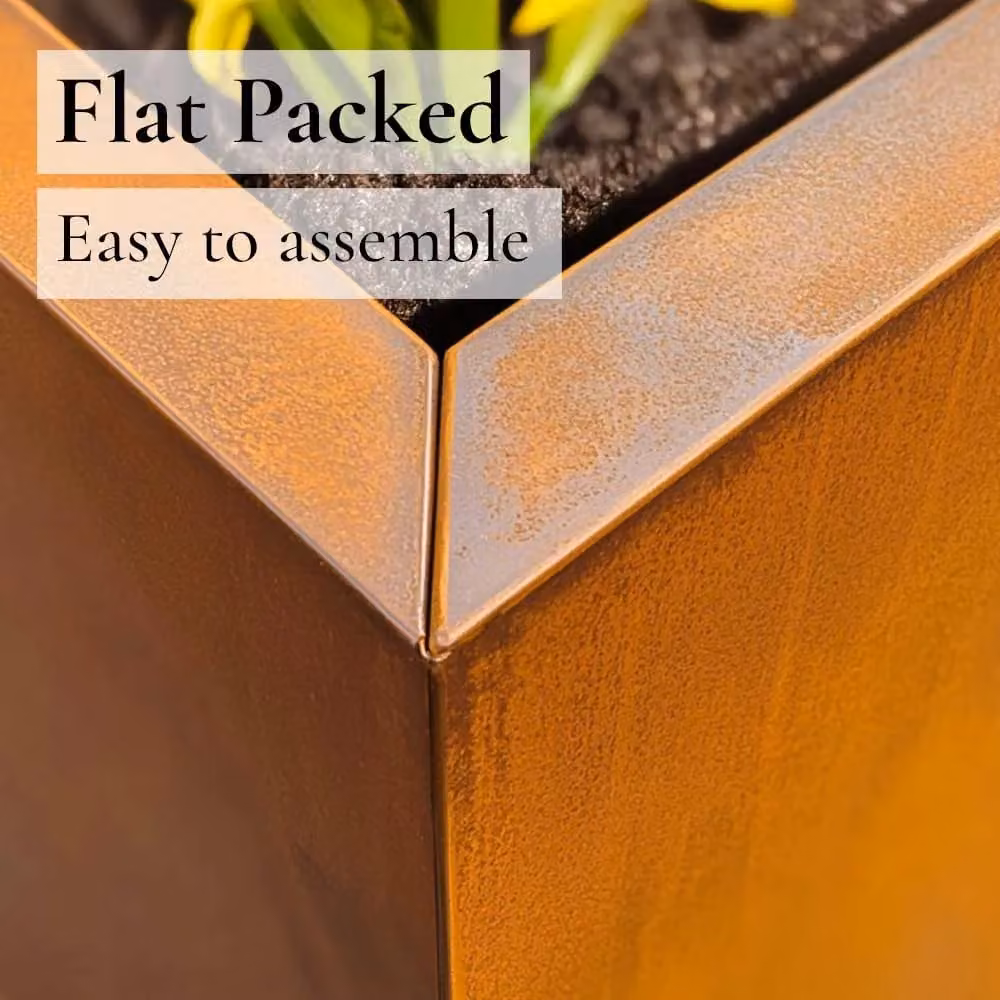 Access Garden Products Corten Steel Trough Planter with Feet, Brown, W: 100 cm, D: 40 cm – 4