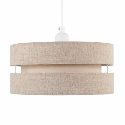 Happy Homewares Modern Triple Tier Fabric Ceiling Pendant Light Shade in Beige, Diameter: 26 cm – 1